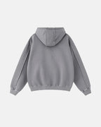 Washed Raw Edge Boxy Zip Up Hoodie | Flation Streetwear