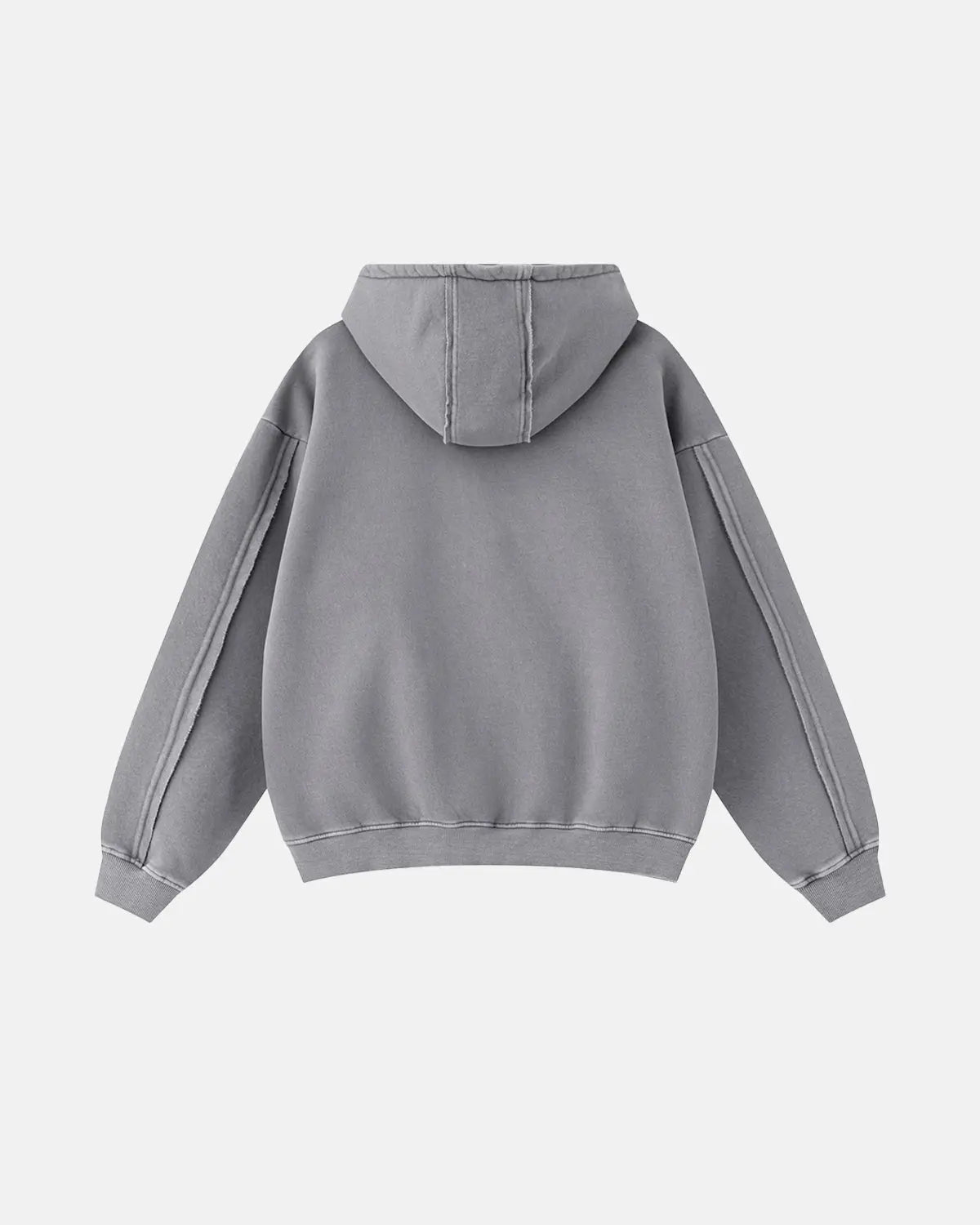 Washed Raw Edge Boxy Zip Up Hoodie | Flation Streetwear