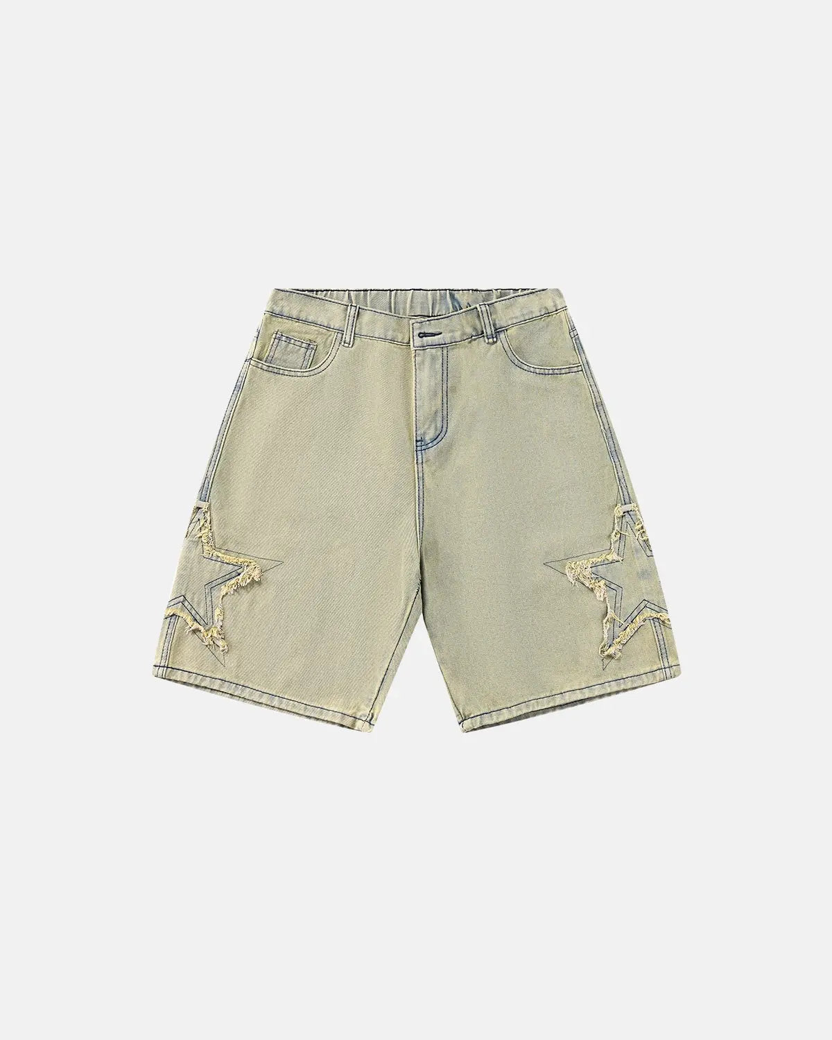 Star Patch Distressed Baggy Jorts | Flation Streetwear