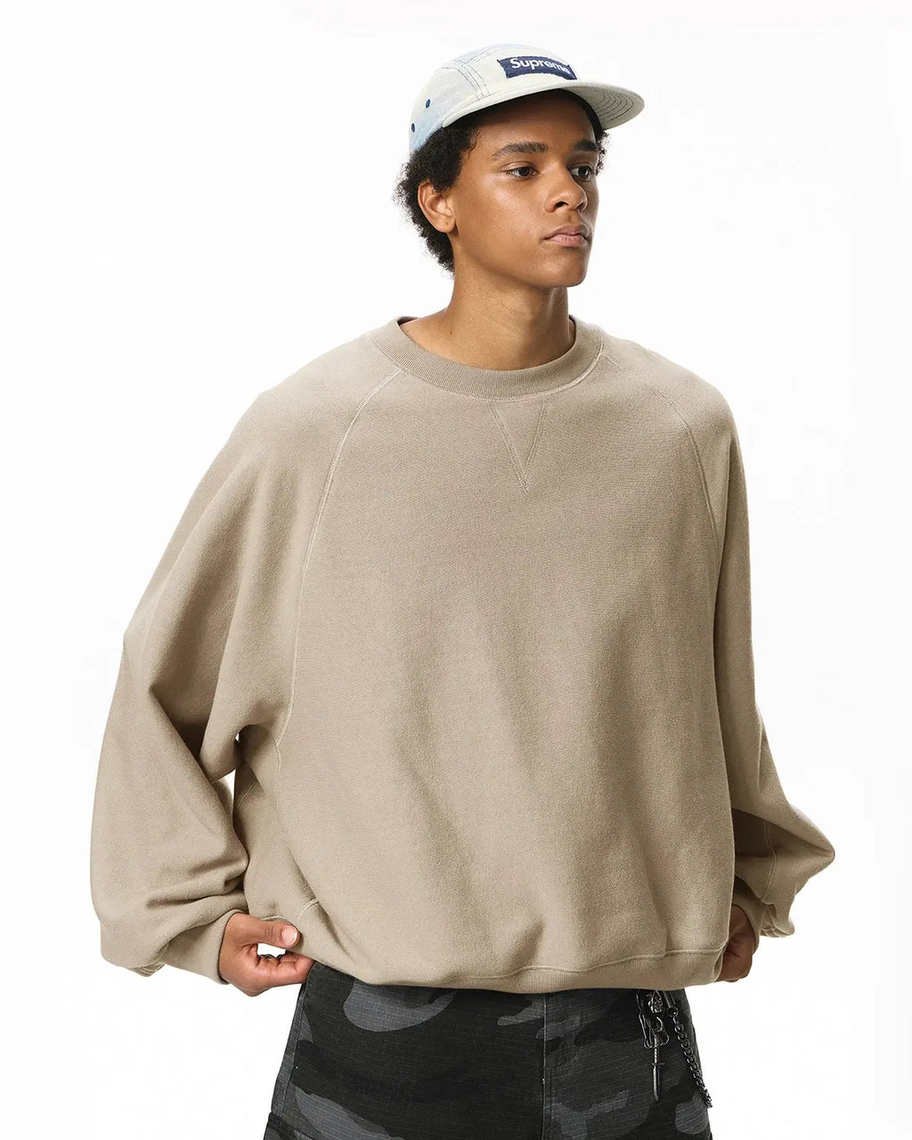 Batwing Sleeve Fleece Crewneck Sweatshirt | Flation Streetwear
