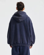 Boxy Fit Acid Washed Fleece Zip Up Hoodies | Flation Streetwear