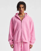 Boxy Fit Acid Washed Fleece Zip Up Hoodies | Flation Streetwear