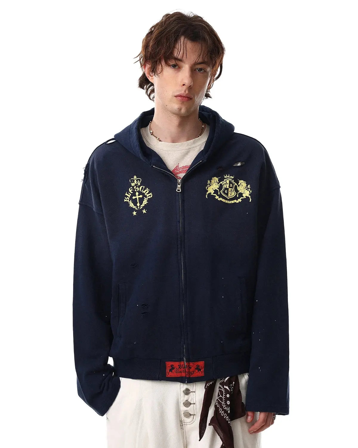 Distressed Washed Printed Zip Up Hoodies | Flation Streetwear