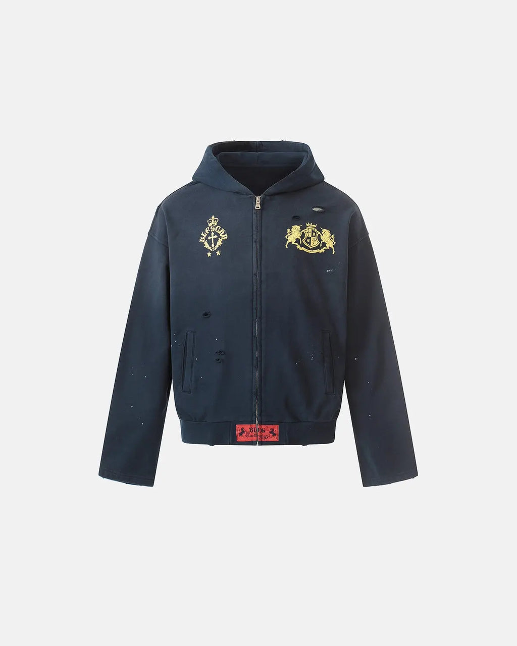Distressed Washed Printed Zip Up Hoodies | Flation Streetwear