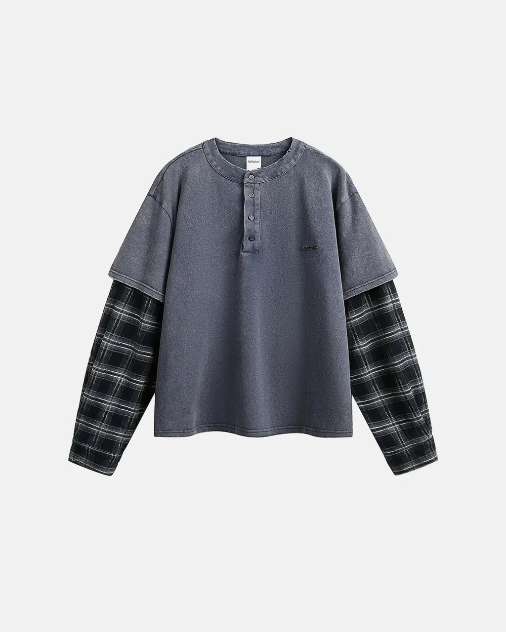 Distressed Plaid Layered Long Sleeve Tees | Flation Streetwear