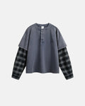 Distressed Plaid Layered Long Sleeve Tees | Flation Streetwear
