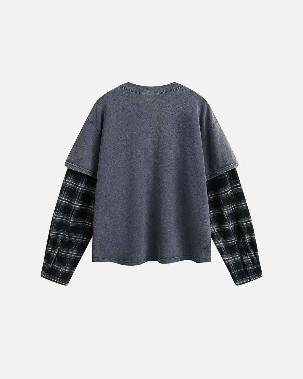 Distressed Plaid Layered Long Sleeve Tees | Flation Streetwear