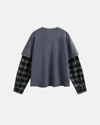 Distressed Plaid Layered Long Sleeve Tees | Flation Streetwear