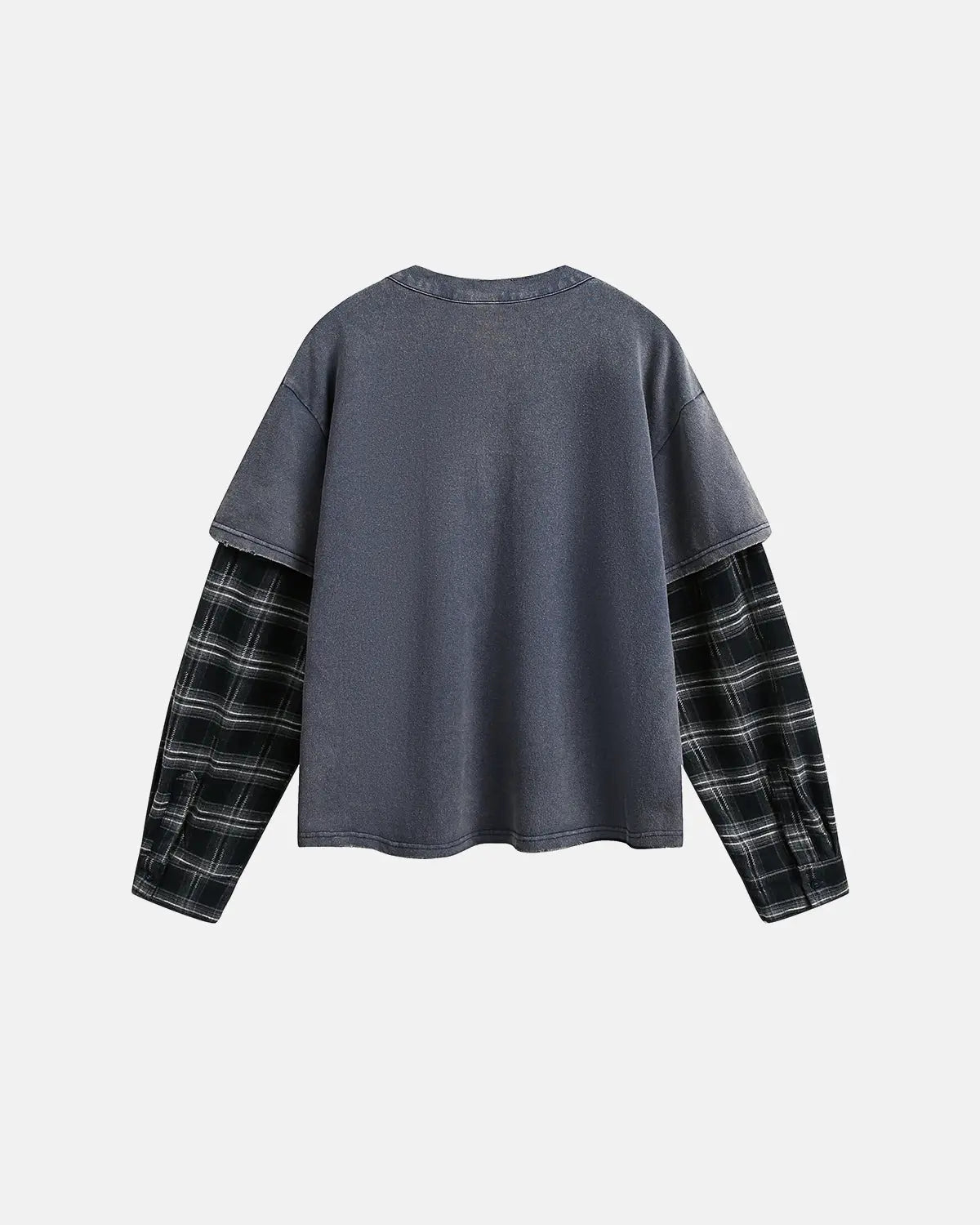 Distressed Plaid Layered Long Sleeve Tees | Flation Streetwear