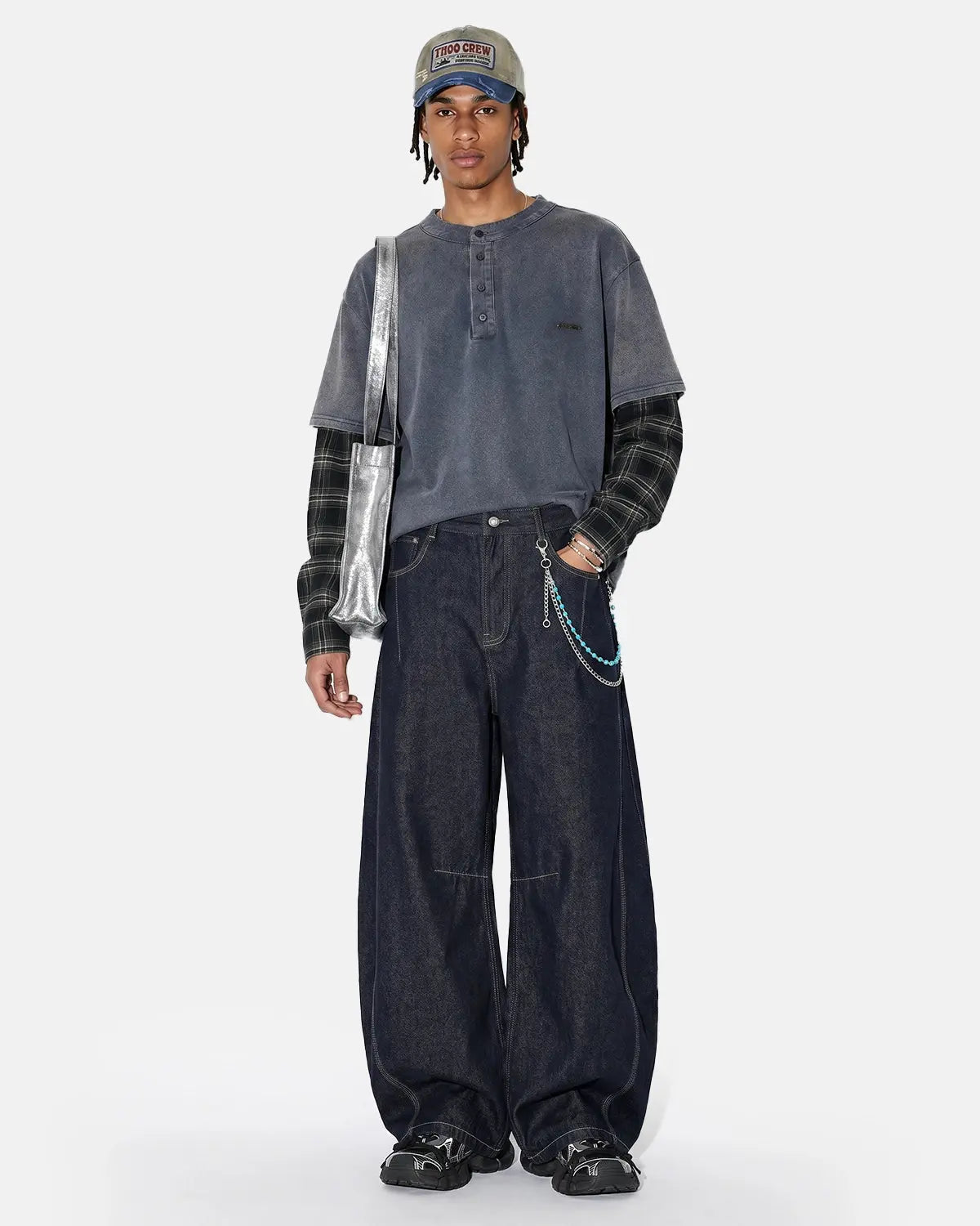 Distressed Plaid Layered Long Sleeve Tees | Flation Streetwear