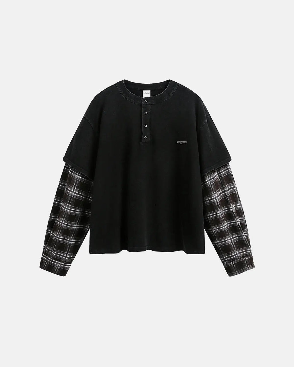 Distressed Plaid Layered Long Sleeve Tees | Flation Streetwear
