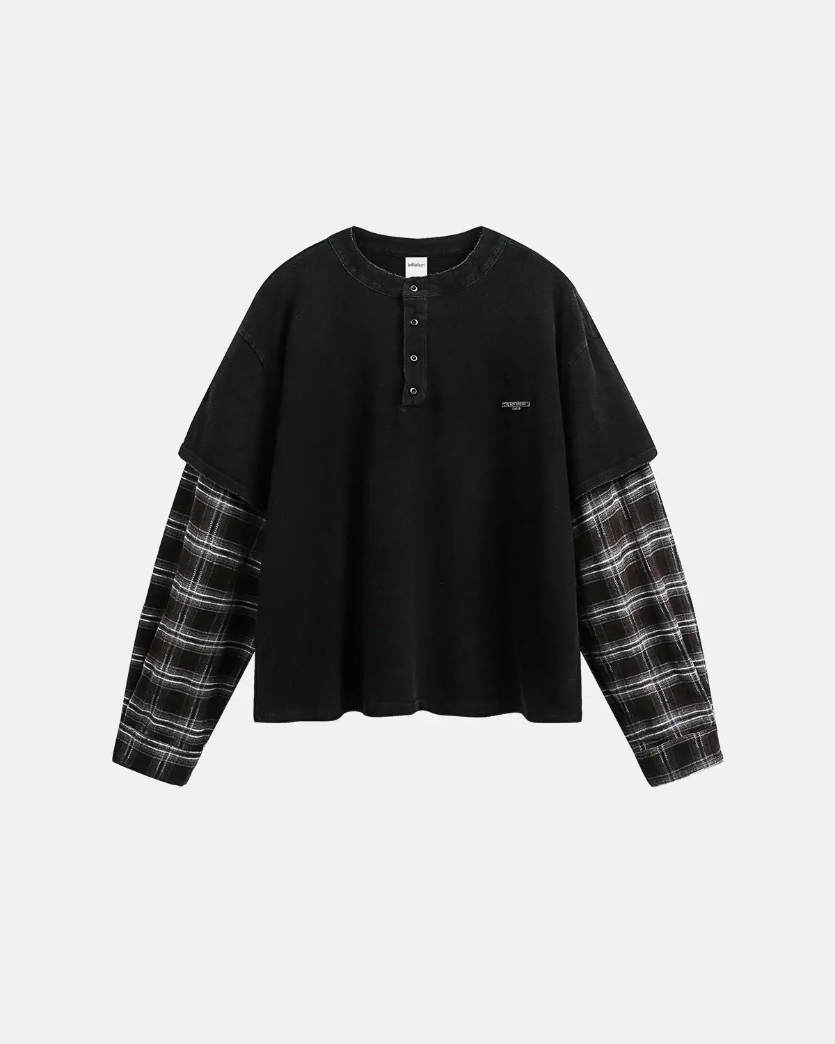 Distressed Plaid Layered Long Sleeve Tees | Flation Streetwear