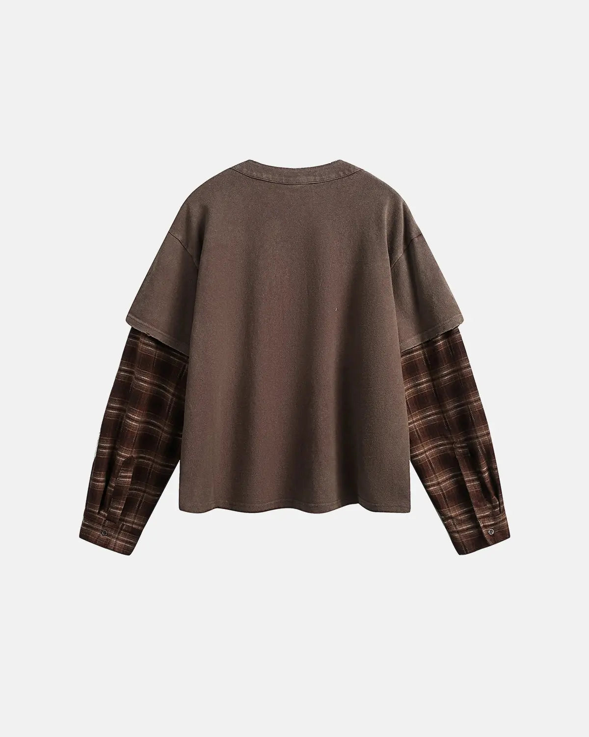 Distressed Plaid Layered Long Sleeve Tees | Flation Streetwear