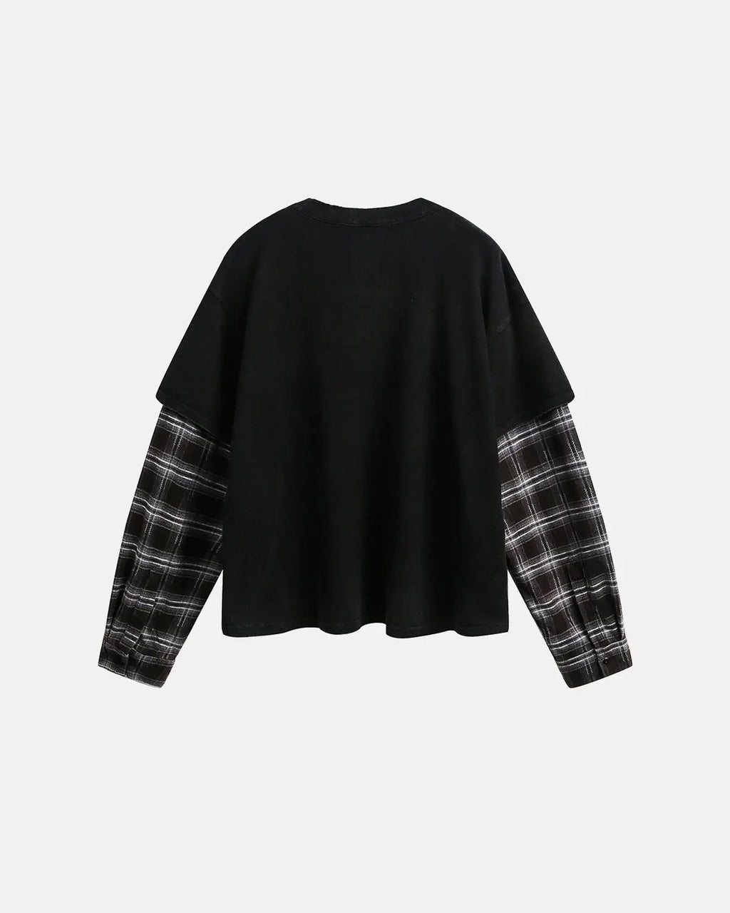 Distressed Plaid Layered Long Sleeve Tees | Flation Streetwear