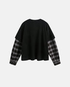 Distressed Plaid Layered Long Sleeve Tees | Flation Streetwear