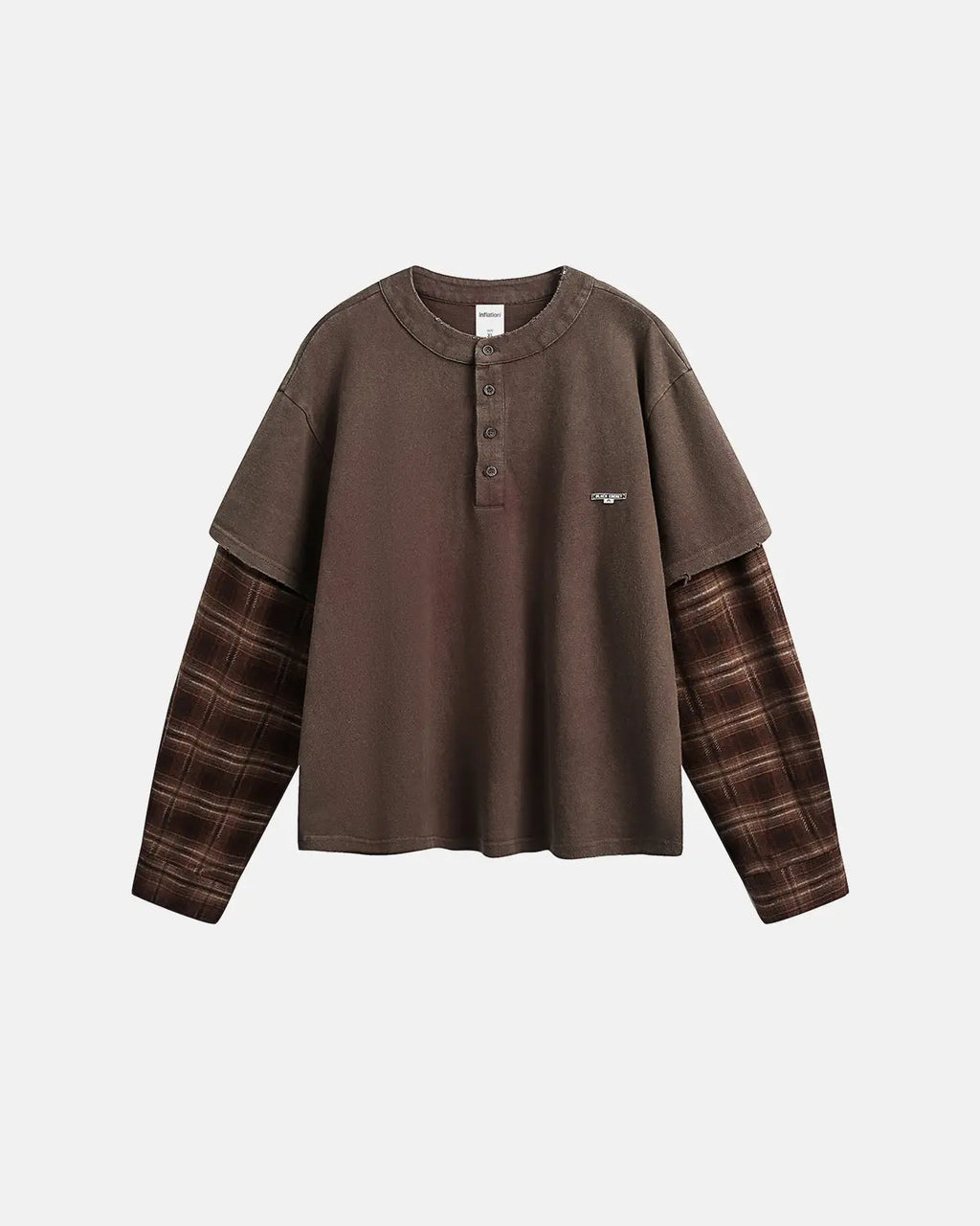 Distressed Plaid Layered Long Sleeve Tees | Flation Streetwear
