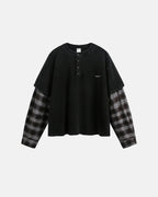 Distressed Plaid Layered Long Sleeve Tees | Flation Streetwear