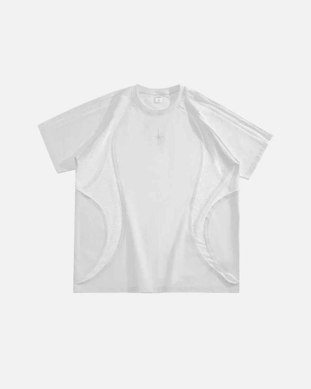 Mesh Patchwork Stitching Embroidered T-Shirt | Flation Streetwear