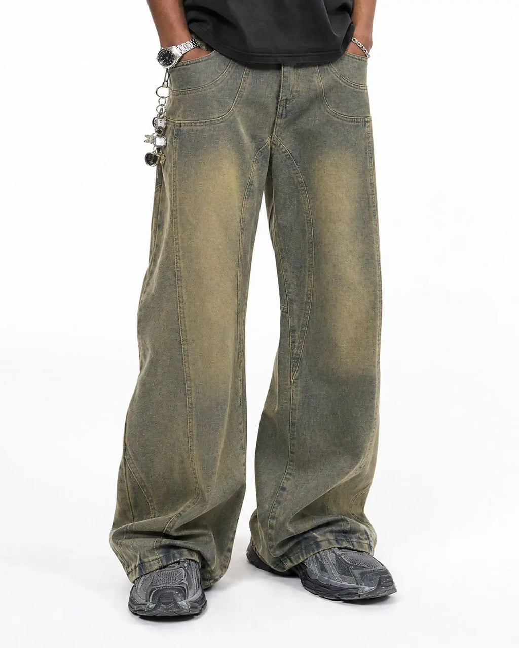 Curved Panel Straight-Leg Jeans | Flation Streetwear