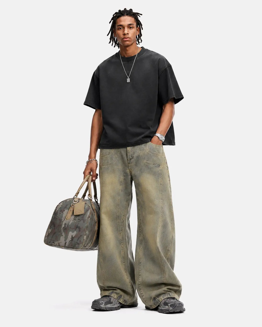 Curved Panel Straight-Leg Jeans | Flation Streetwear