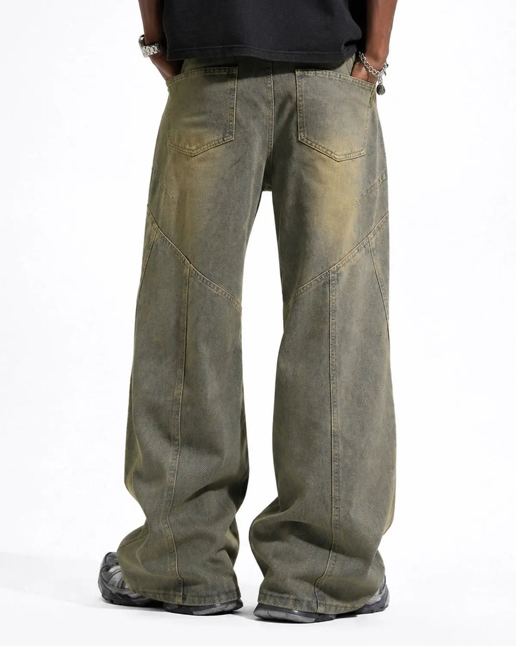 Curved Panel Straight-Leg Jeans | Flation Streetwear