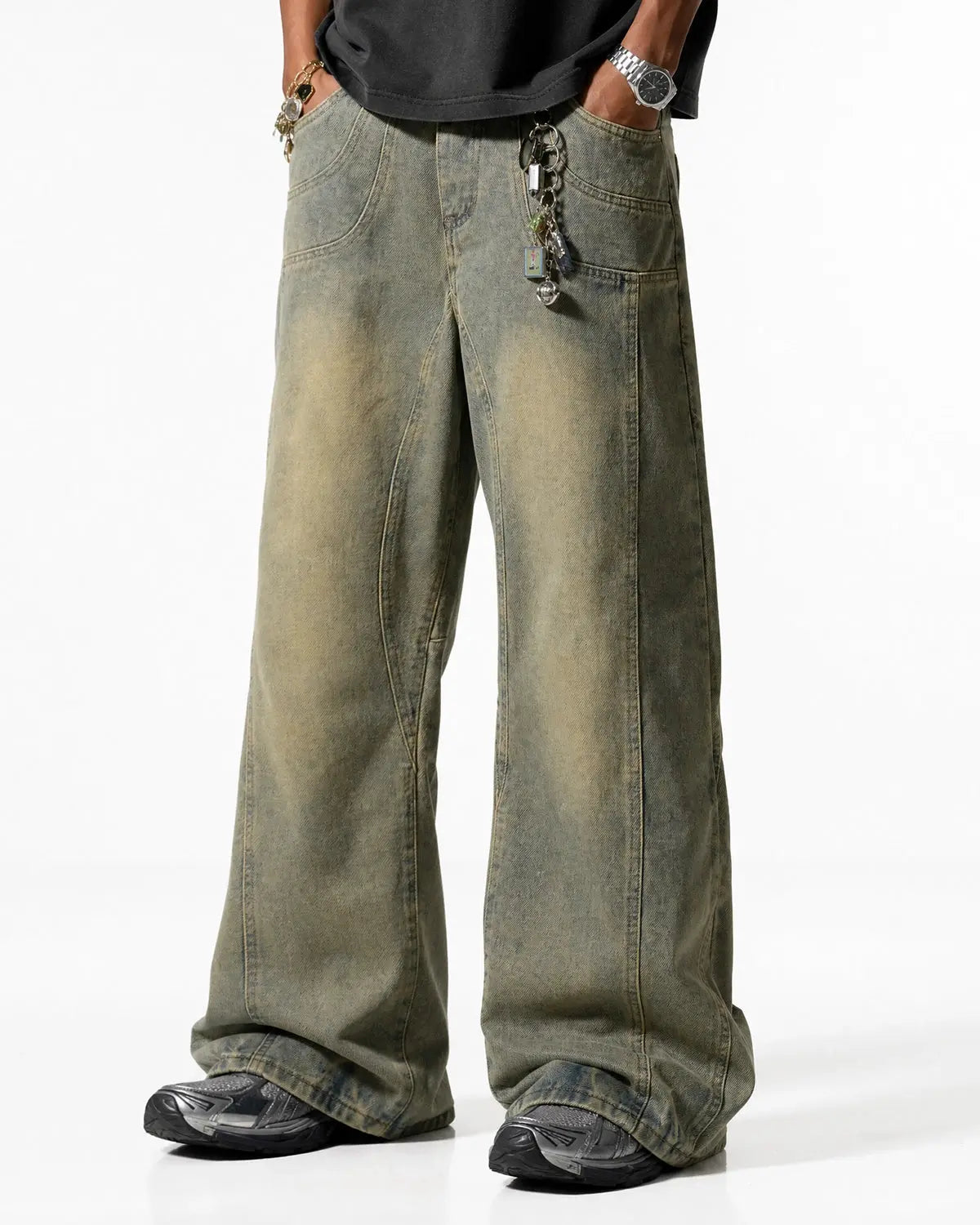 Curved Panel Straight-Leg Jeans | Flation Streetwear