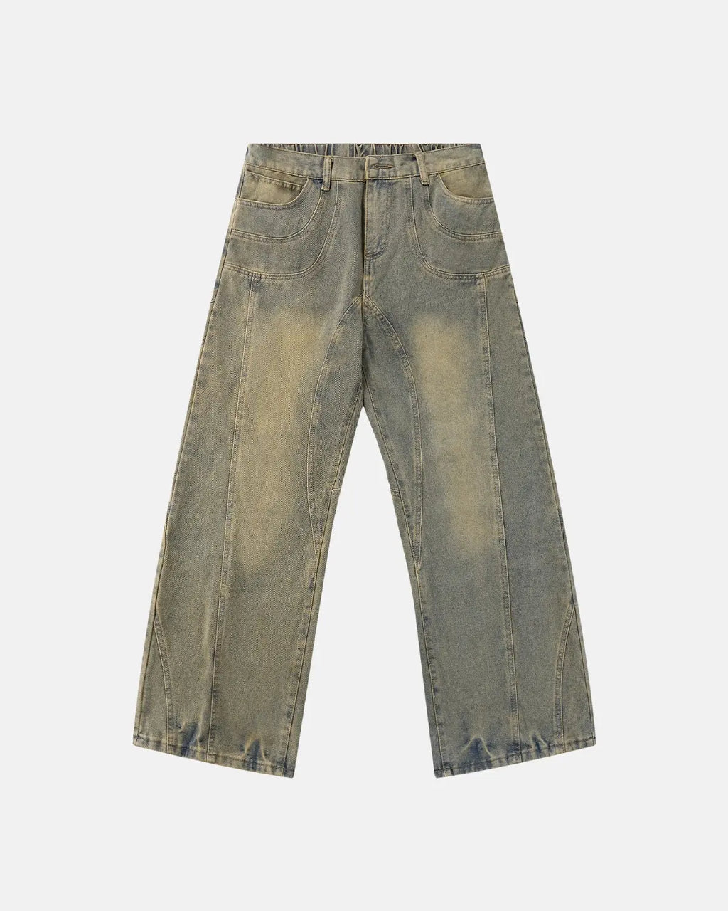 Curved Panel Straight-Leg Jeans | Flation Streetwear