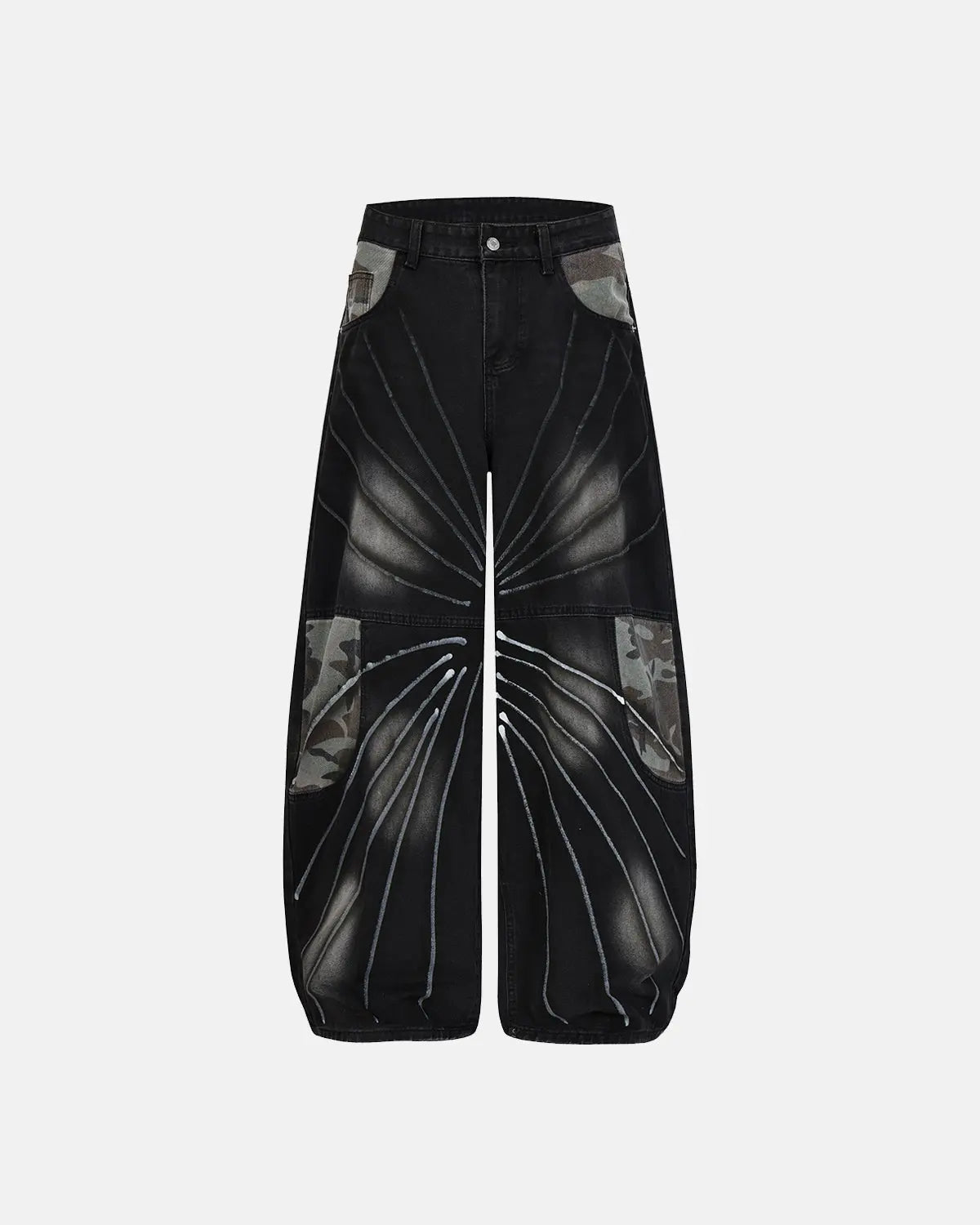 Spray Graphic Camo Barrel Jeans | Flation Streetwear
