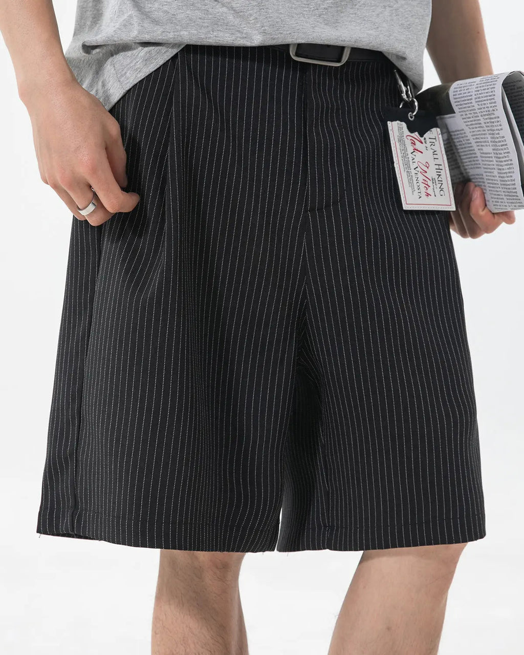 Pinstripe Pleated Tailored Shorts | Flation Streetwear