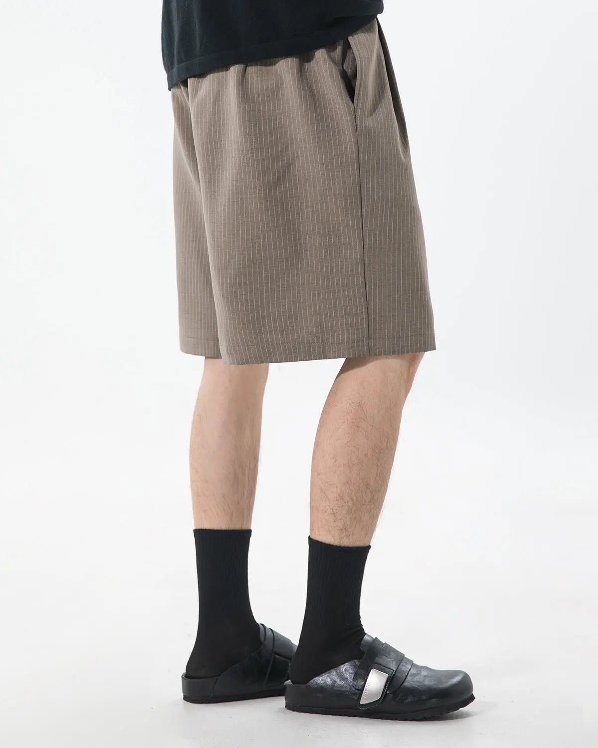 Pinstripe Pleated Tailored Shorts | Flation Streetwear