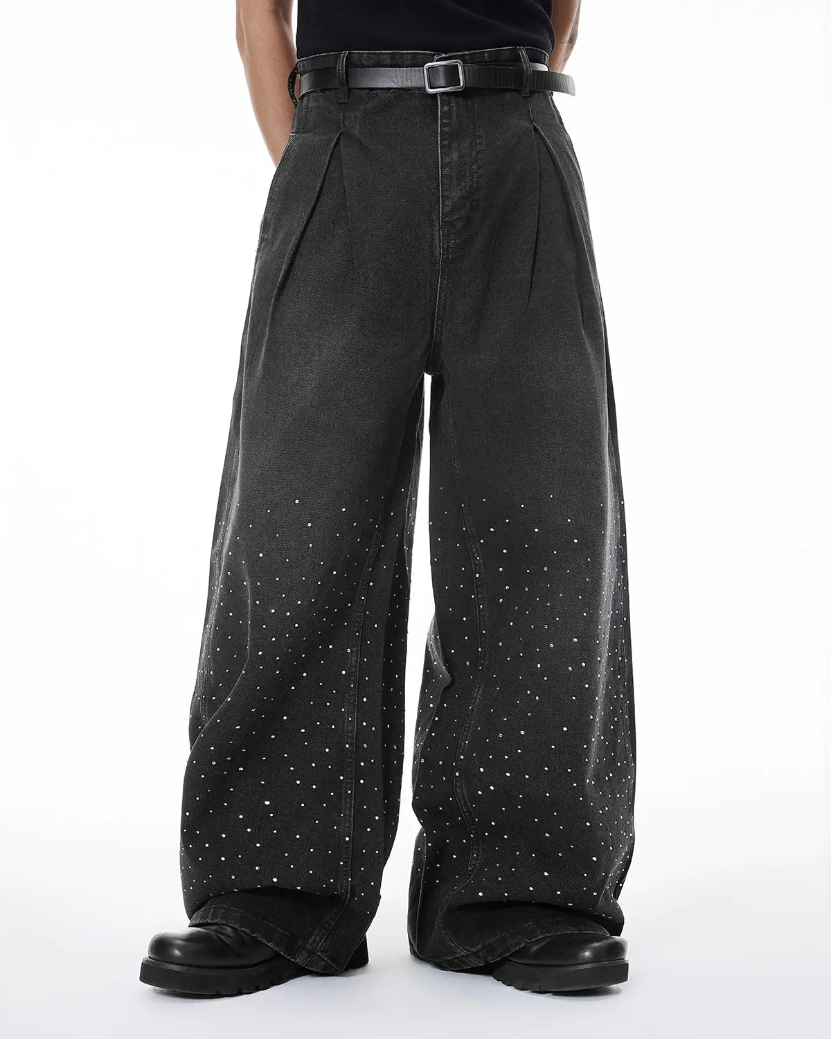 Acid Washed Rhinestone  Baggy Jeans | Flation Streetwear