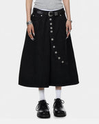 Asymmetric Button Raw Denim Jorts | Flation Streetwear