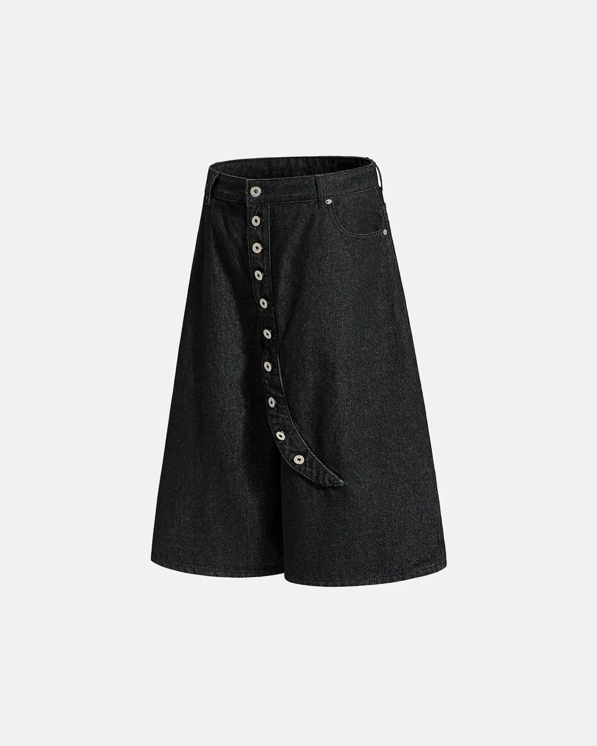 Asymmetric Button Raw Denim Jorts | Flation Streetwear
