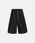 Asymmetric Button Raw Denim Jorts | Flation Streetwear