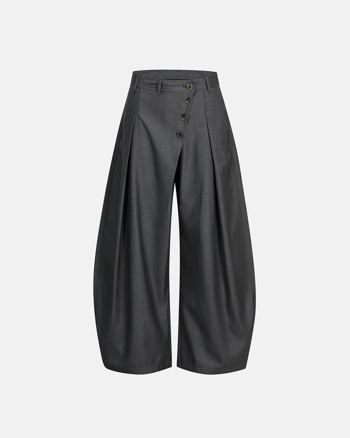 Asymmetric Pleated Barrel-Leg Suit Pants | Flation Streetwear