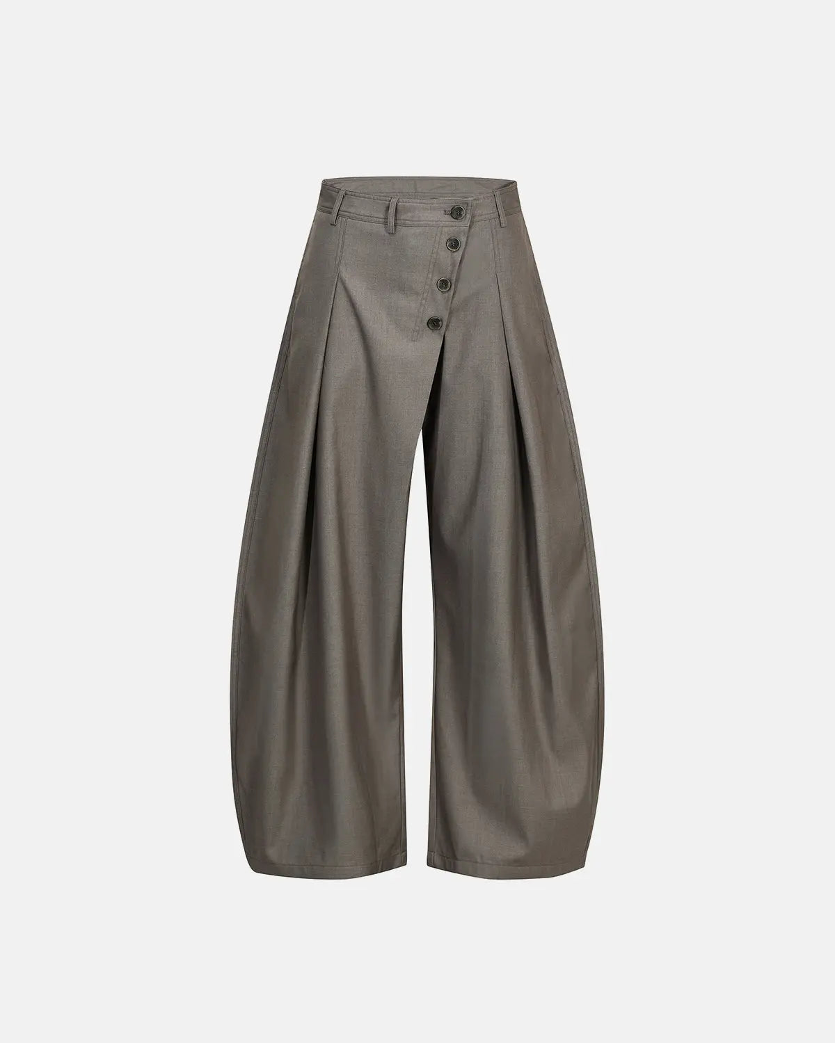 Asymmetric Pleated Barrel-Leg Suit Pants | Flation Streetwear