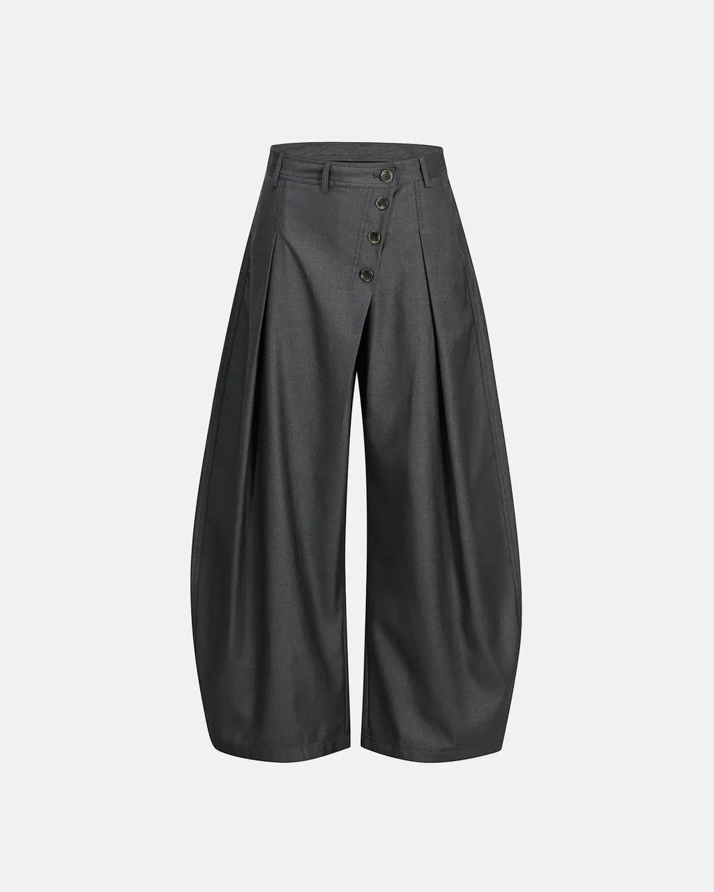 Asymmetric Pleated Barrel-Leg Suit Pants | Flation Streetwear