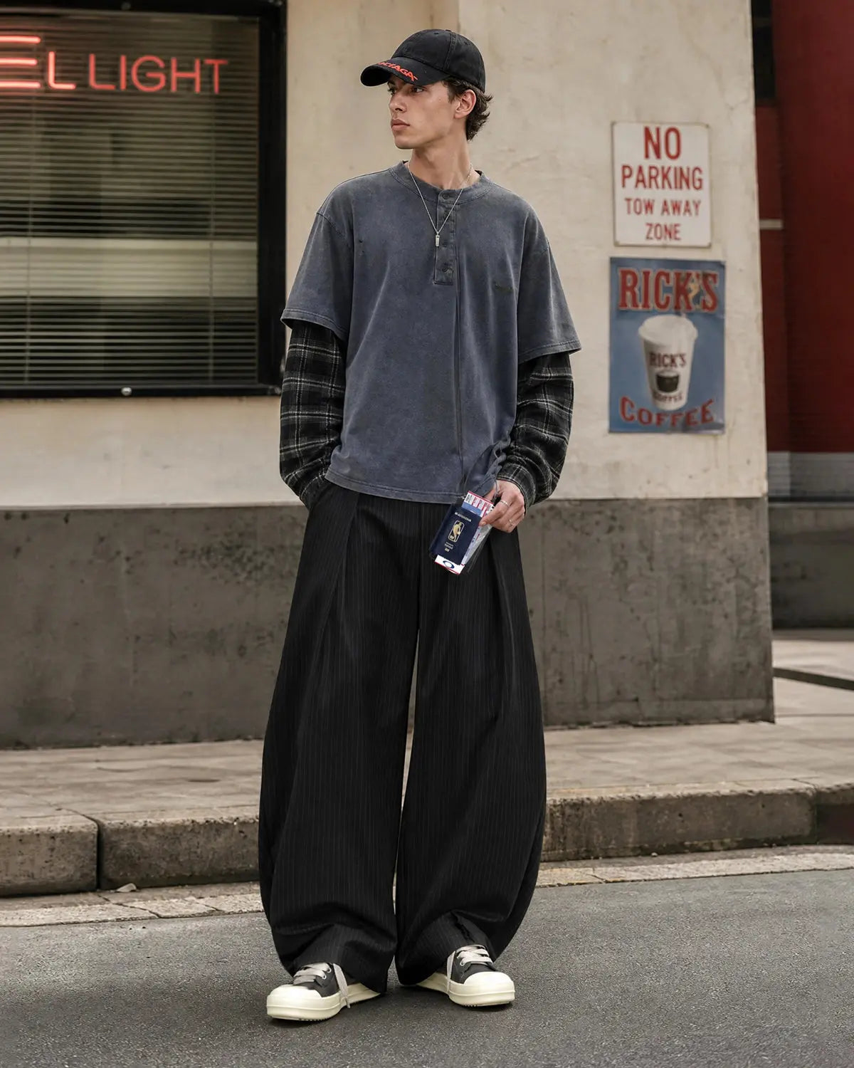Black Striped Barrel Suit Pant | Flation Streetwear
