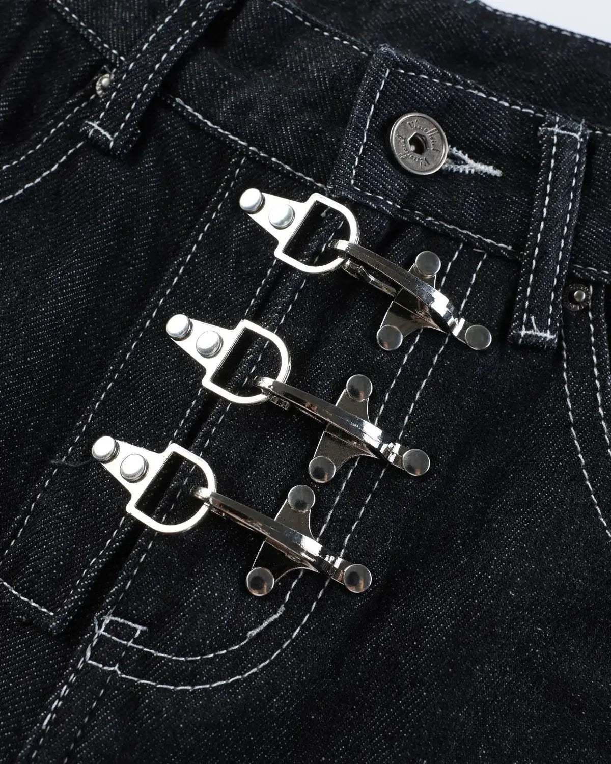 Buckle Detail Raw Denim Jorts | Flation Streetwear