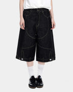 Deconstructed Raw Denim Jorts | Flation Streetwear
