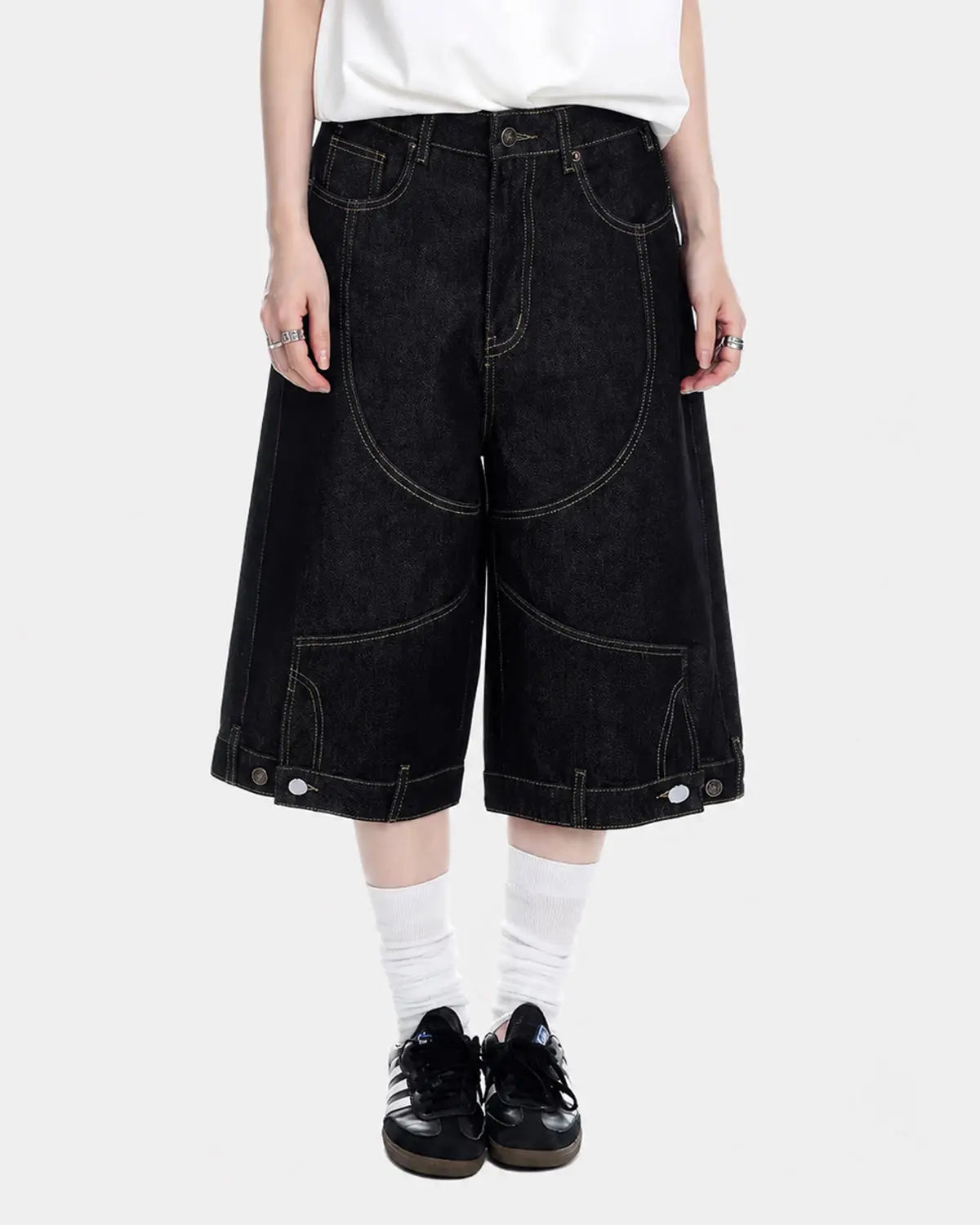 Deconstructed Raw Denim Jorts | Flation Streetwear