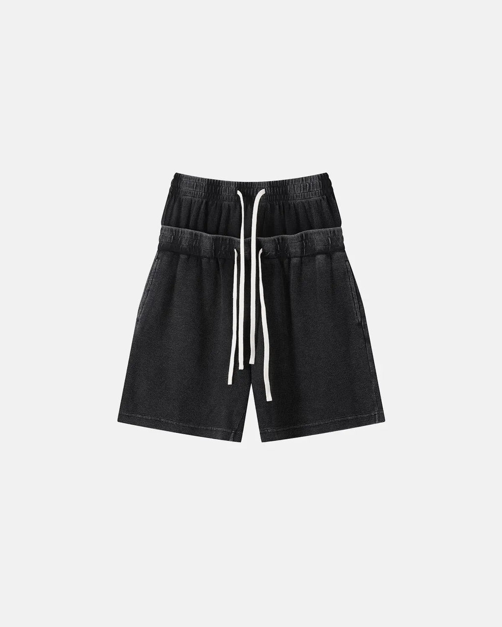 Double Waist Acid Wash Waffle Shorts | Flation Streetwear
