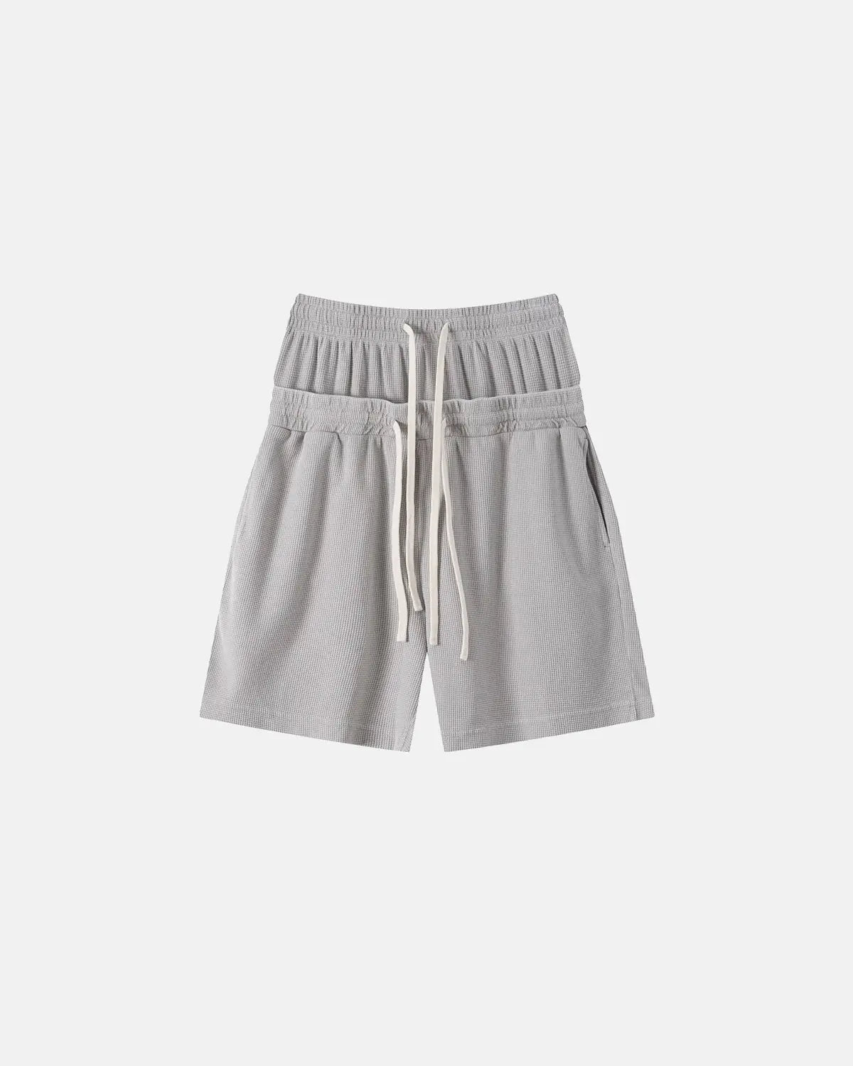 Double Waist Acid Wash Waffle Shorts | Flation Streetwear