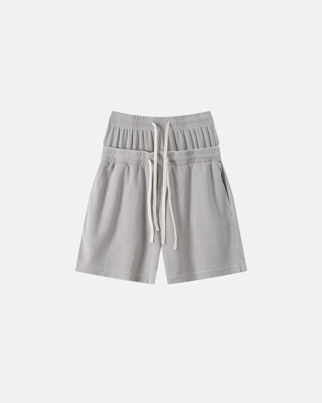 Double Waist Acid Wash Waffle Shorts | Flation Streetwear