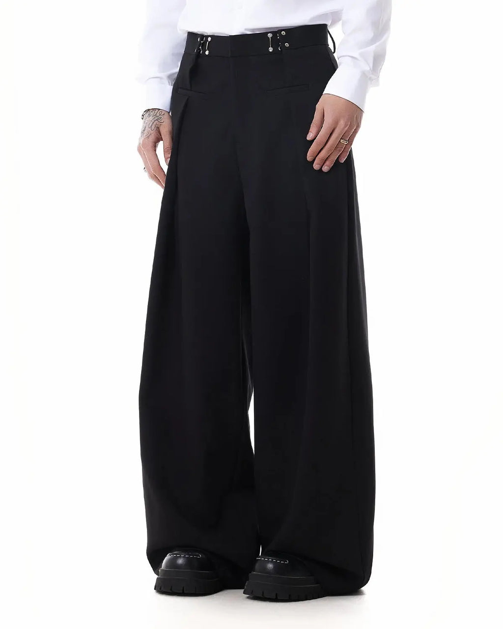 Metal Hook Wide-Leg Suit Pants | Flation Streetwear