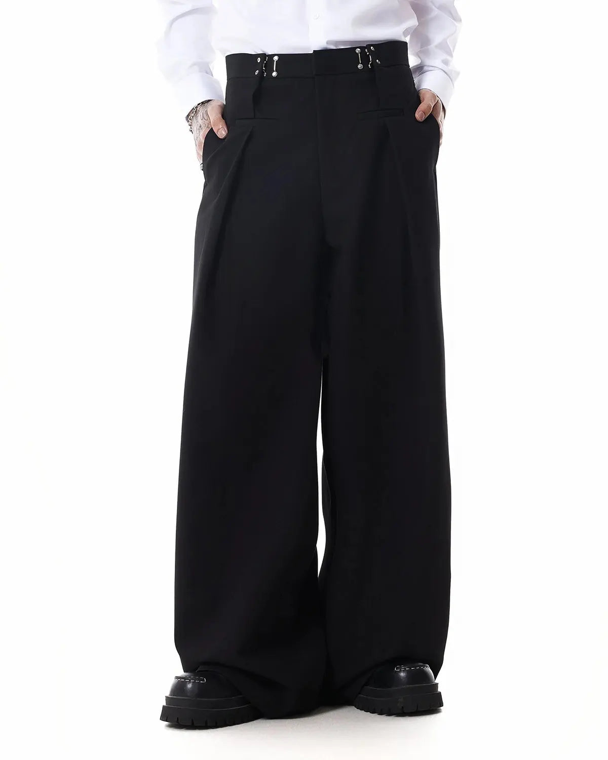 Metal Hook Wide-Leg Suit Pants | Flation Streetwear