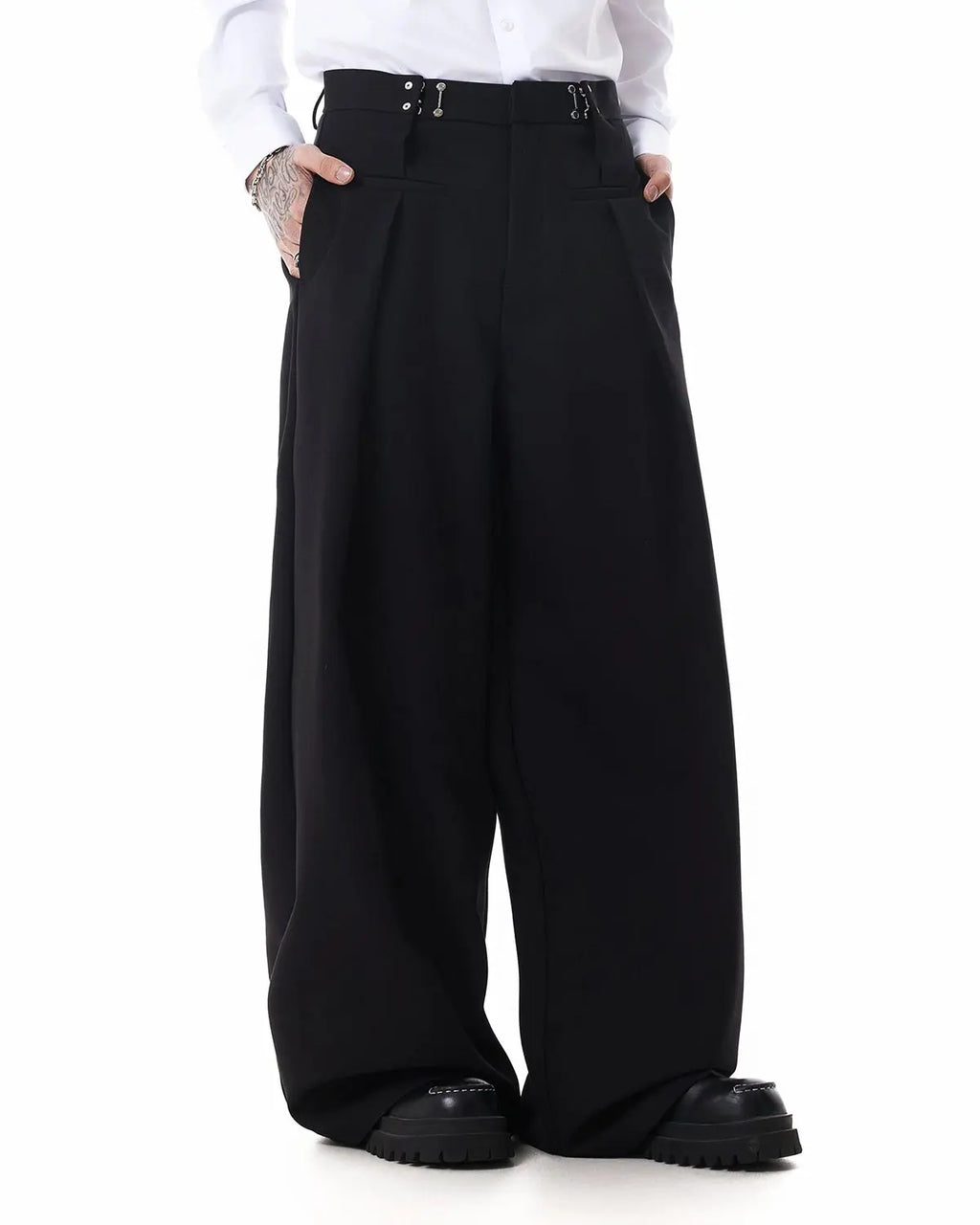 Metal Hook Wide-Leg Suit Pants | Flation Streetwear