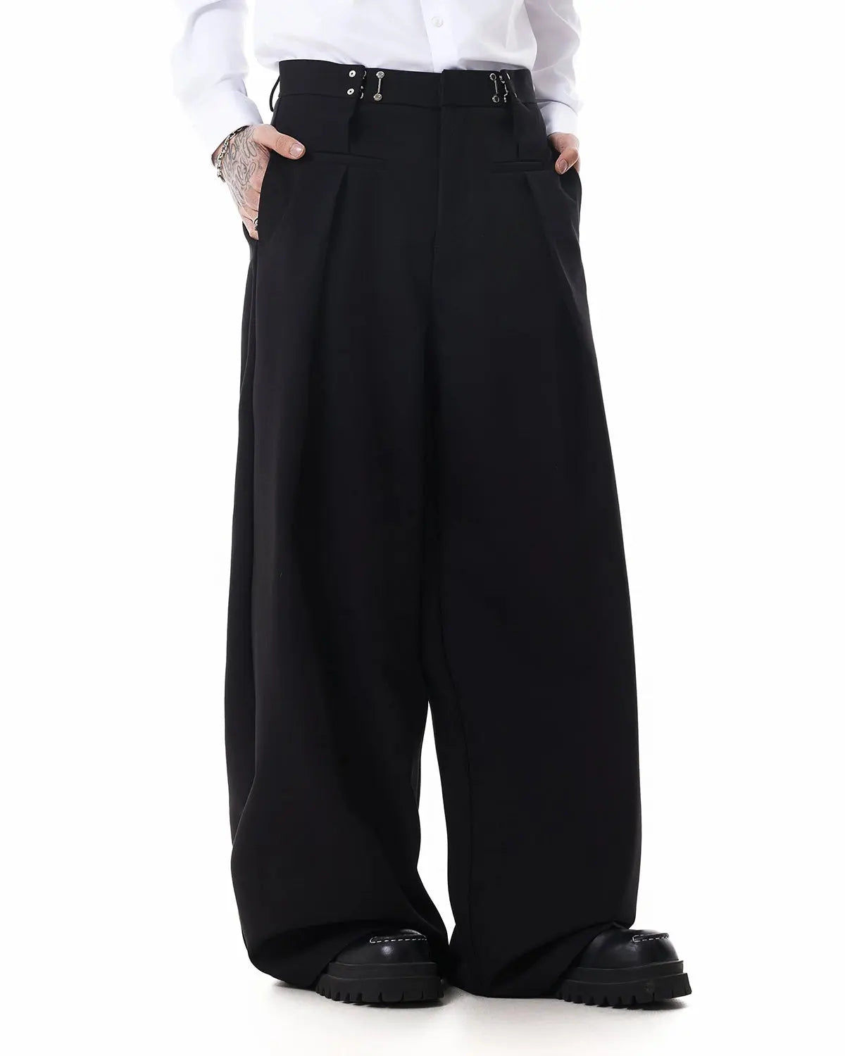 Metal Hook Wide-Leg Suit Pants | Flation Streetwear