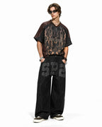 Rhinestone Number Wide Leg Jeans | Flation Streetwear