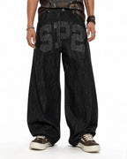 Rhinestone Number Wide Leg Jeans | Flation Streetwear